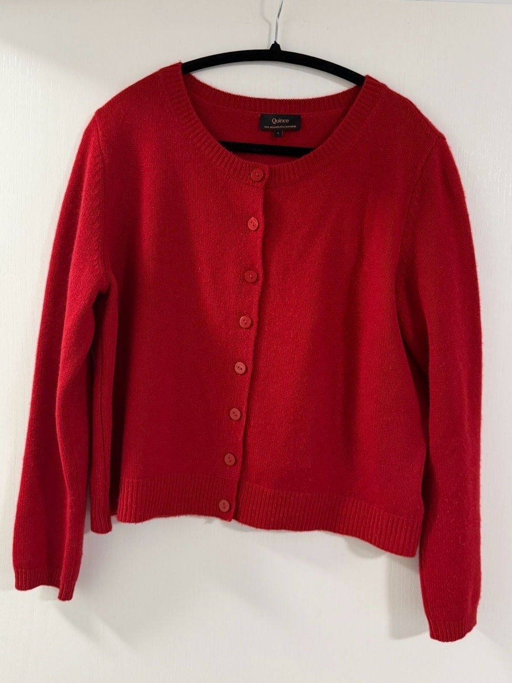Quince Classic Red Button-Down Cashmere Cardigan size large - Picture 4 of 7